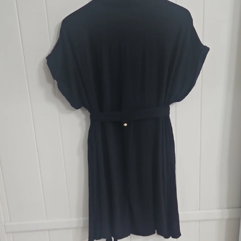 Torrid Black Button Front Shirt Dress Tie Waist Pockets Rayon Size 00 (XS-M Fit) - Picture 6 of 8